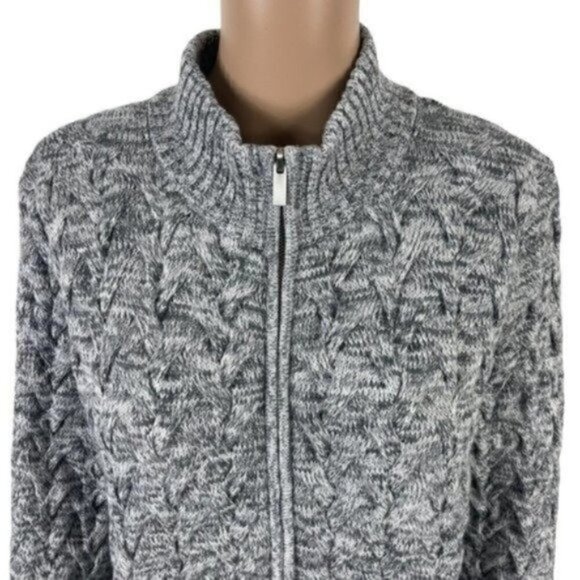 Lands’ End Drifter cable knit full zip gray sweater with pockets size L (14–16) - Picture 4 of 8